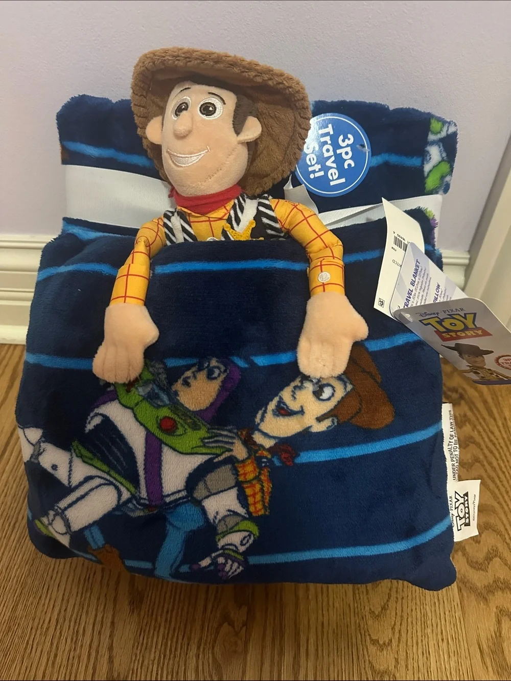 Disney Pixar Toy Story Kids Travel Blanket and Pillow Set, 3 Piece 40x50 *NEW